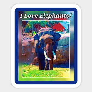 I Love Elephants Sticker